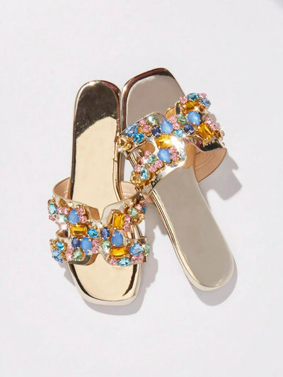 Luxe-inspirerade vita slides med sele