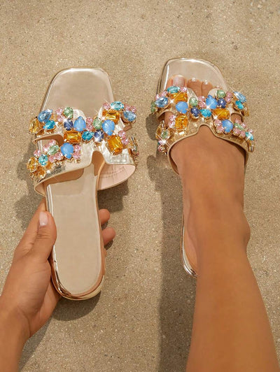 Luxe-inspirerade vita slides med sele