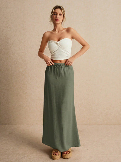 Minimalistisk Kjol med Dragsko