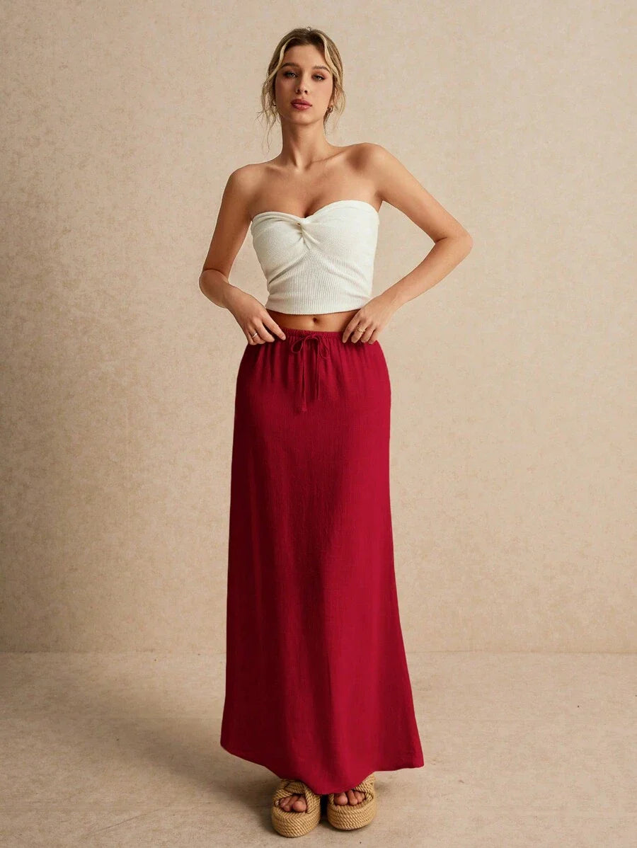 Minimalistisk Kjol med Dragsko