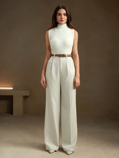 Svarta Raka Byxor med Lös Passform