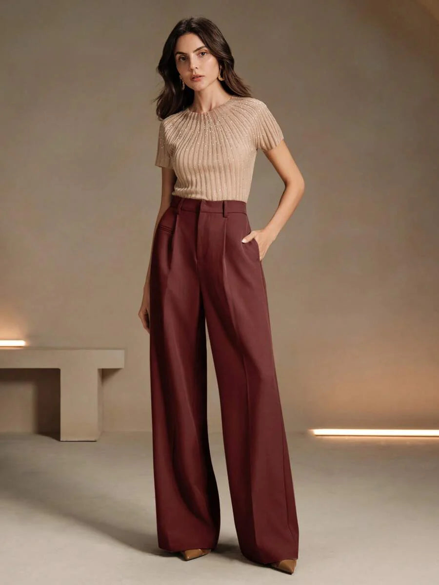 Svarta Raka Byxor med Lös Passform