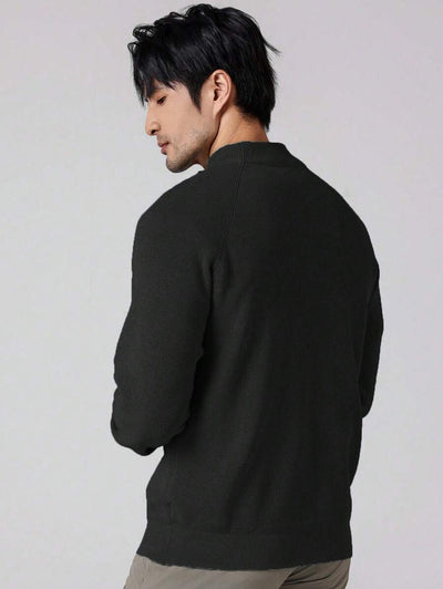 Herrtröja med halv dragkedja och hög krage