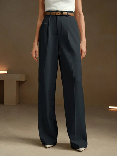 Svarta Raka Byxor med Lös Passform