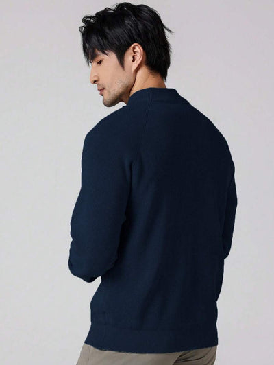 Herrtröja med halv dragkedja och hög krage