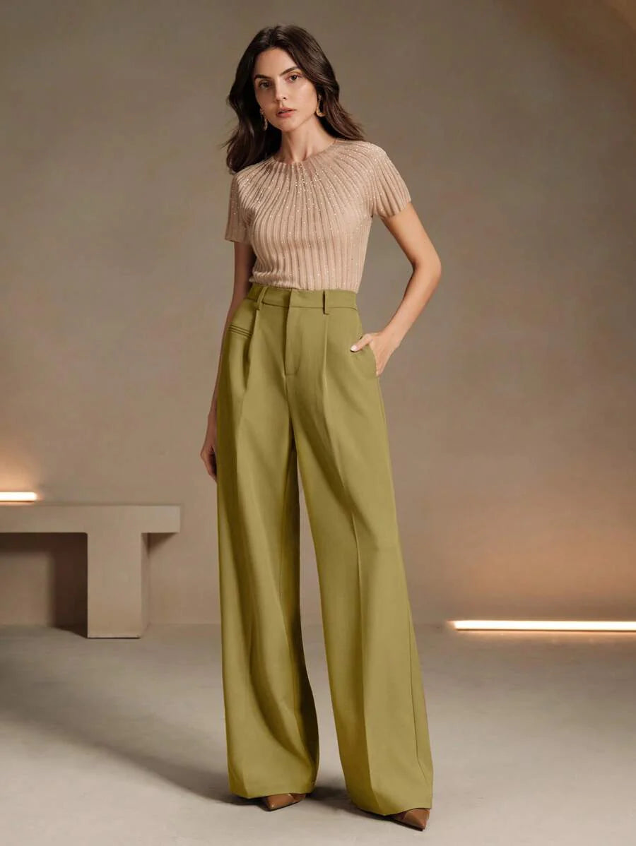 Svarta Raka Byxor med Lös Passform