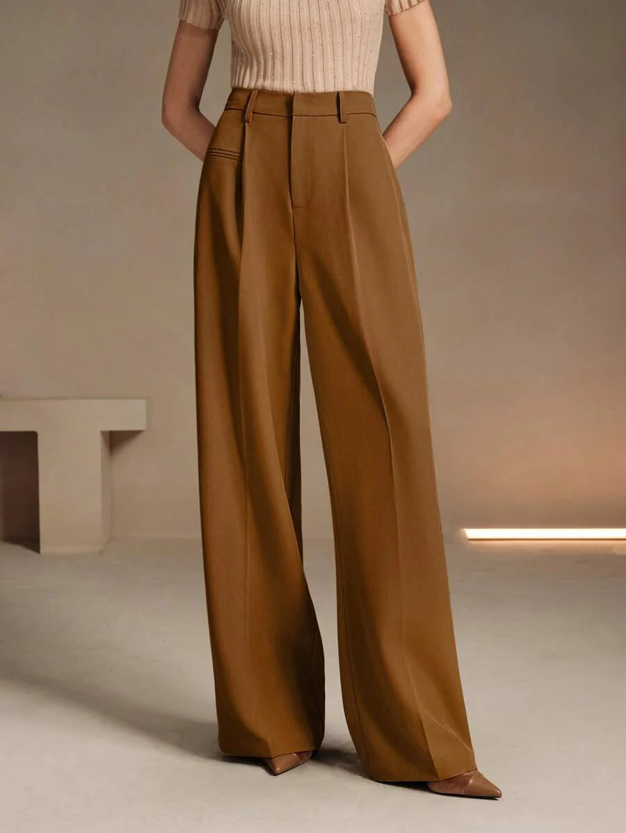 Svarta Raka Byxor med Lös Passform