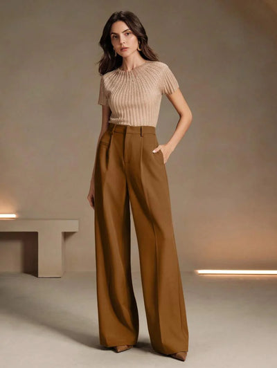 Svarta Raka Byxor med Lös Passform