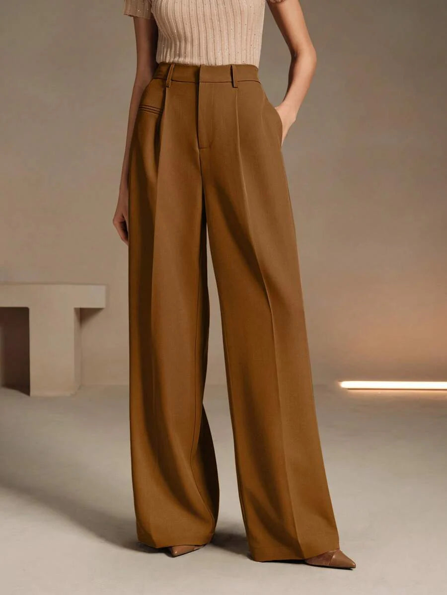 Svarta Raka Byxor med Lös Passform