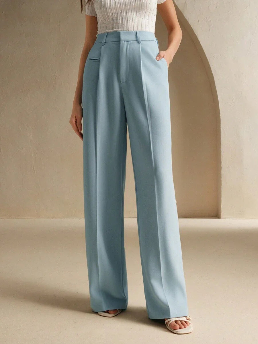 Svarta Raka Byxor med Lös Passform