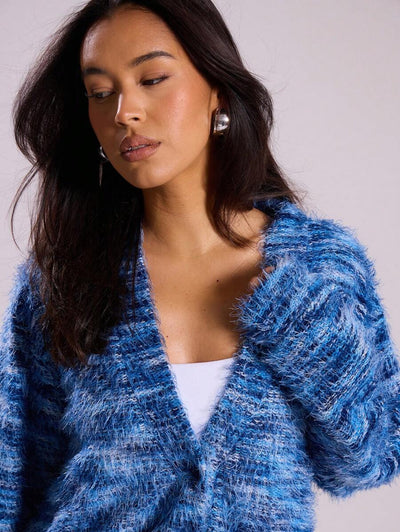 Oversized texturerad cardigan med ränder