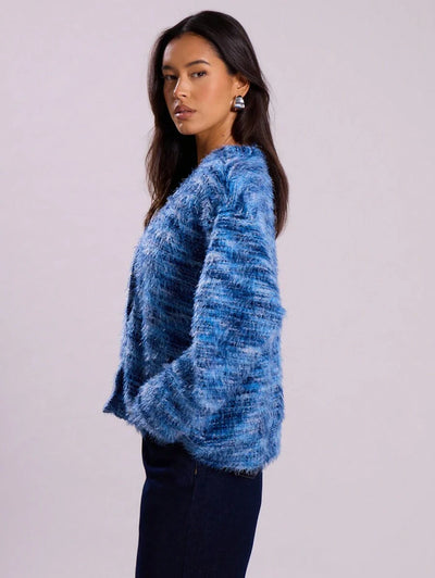 Oversized texturerad cardigan med ränder