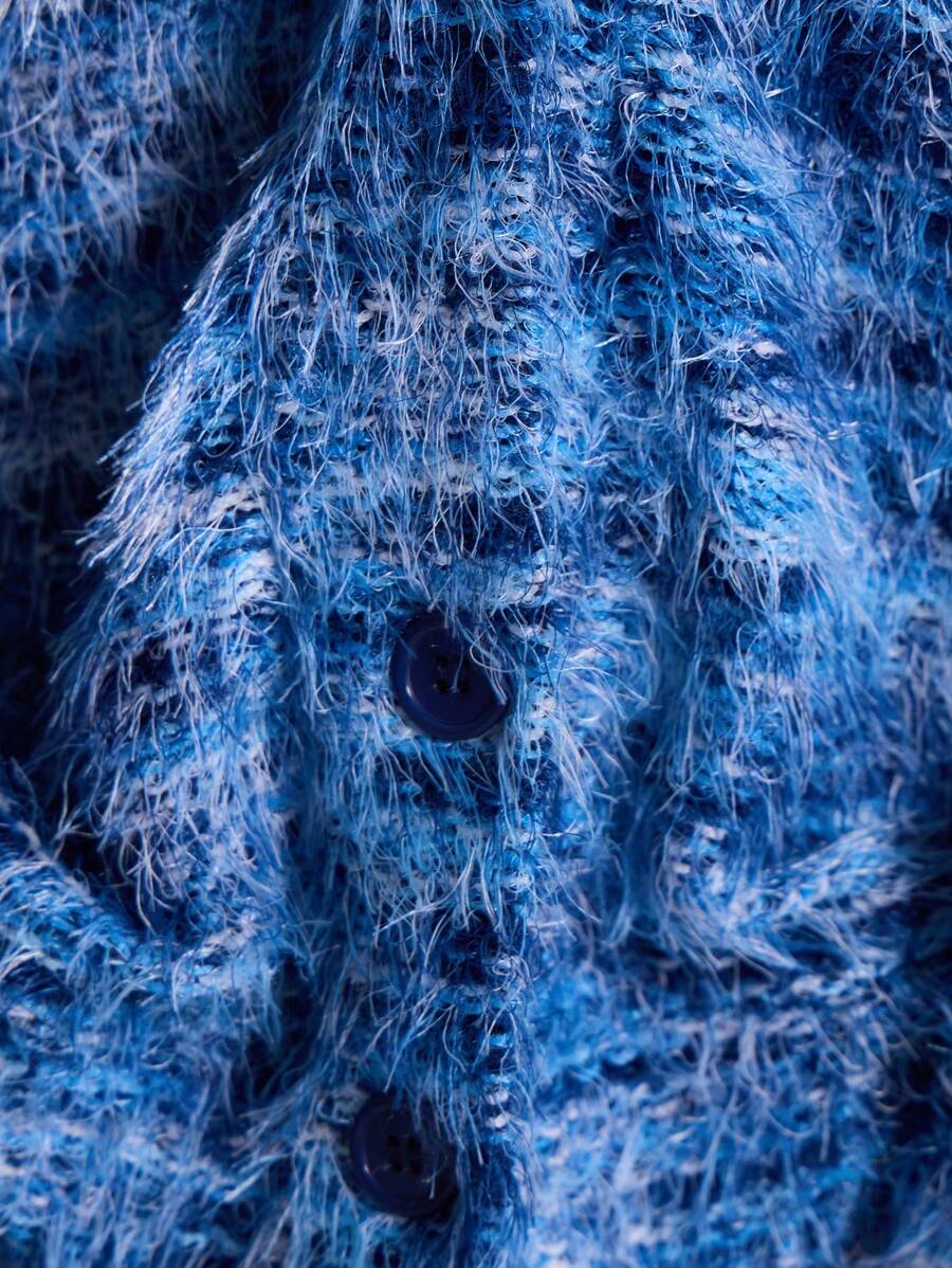 Oversized texturerad cardigan med ränder