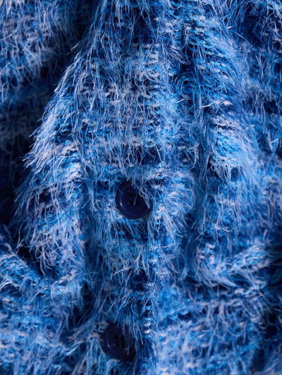 Oversized texturerad cardigan med ränder