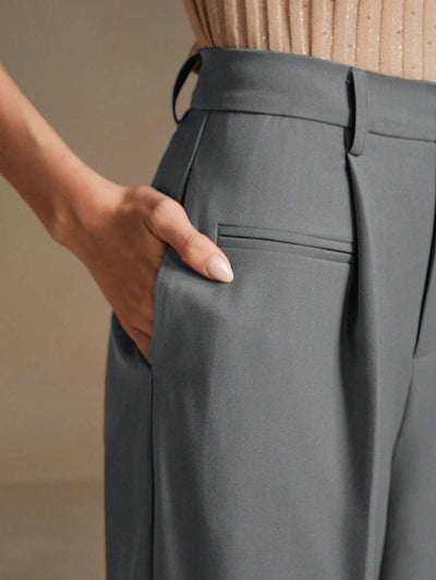 Svarta Raka Byxor med Lös Passform