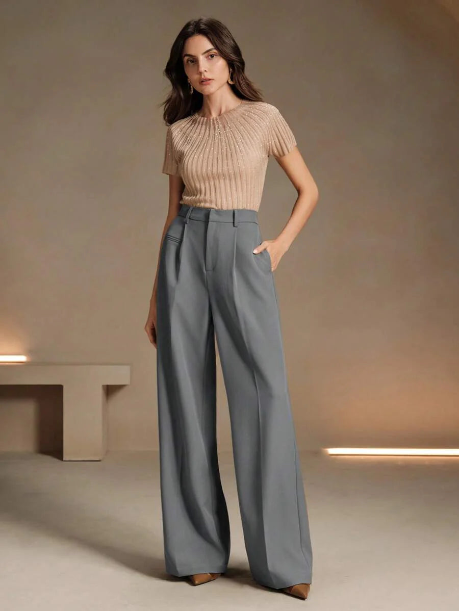 Svarta Raka Byxor med Lös Passform