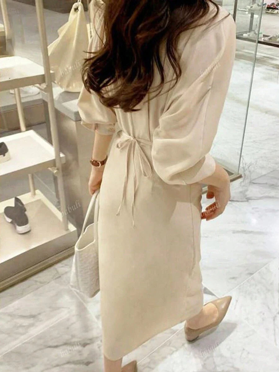 Fransk Skjortklänning med Midjeband