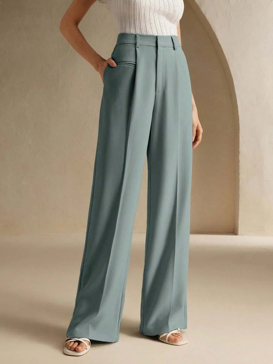 Svarta Raka Byxor med Lös Passform