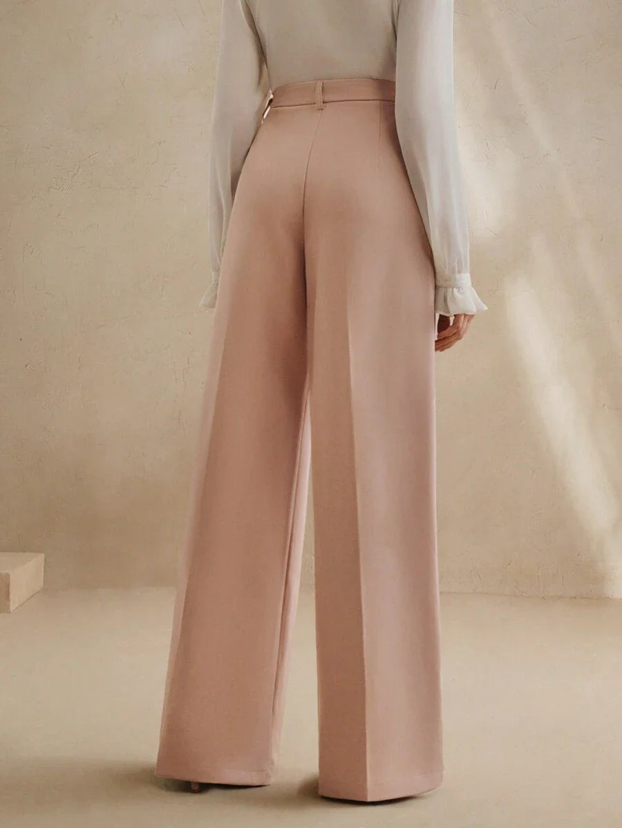 Svarta Raka Byxor med Lös Passform