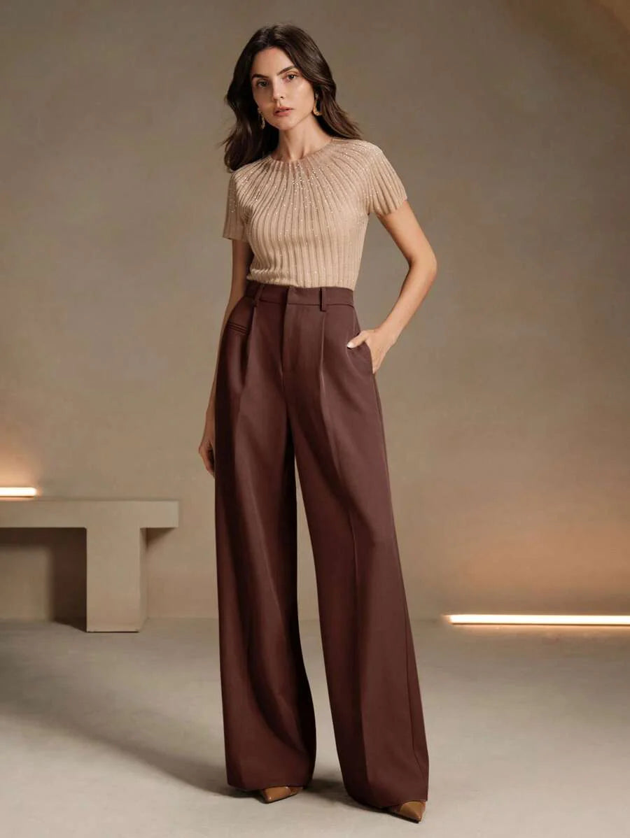 Svarta Raka Byxor med Lös Passform