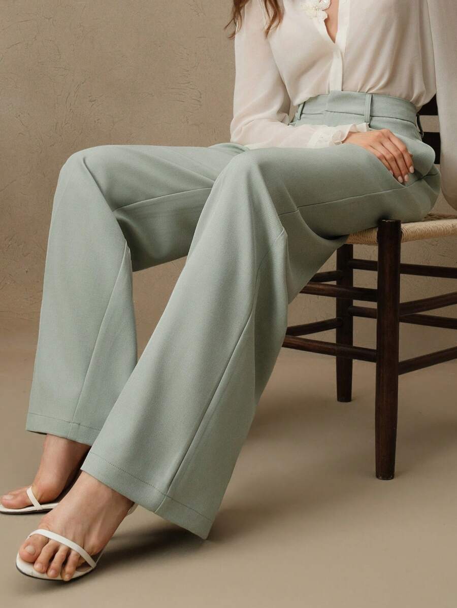 Svarta Raka Byxor med Lös Passform