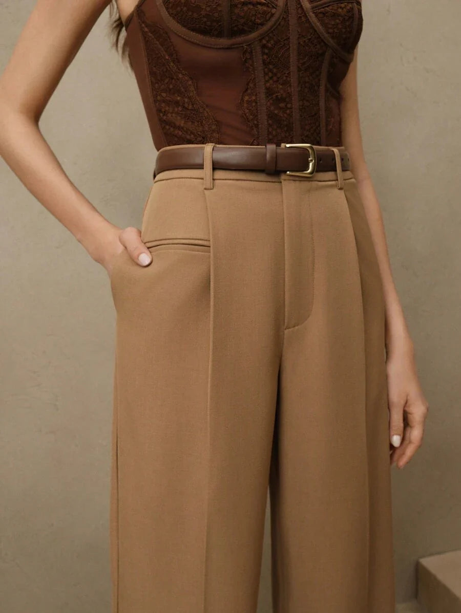 Svarta Raka Byxor med Lös Passform