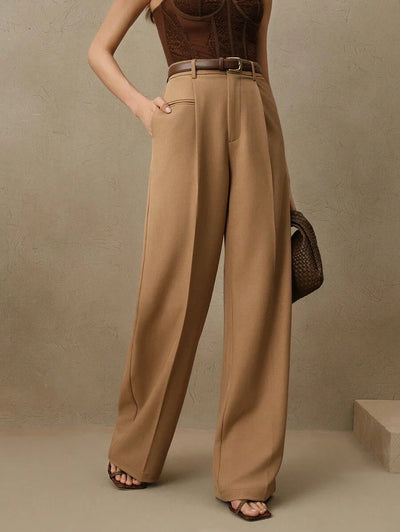 Svarta Raka Byxor med Lös Passform