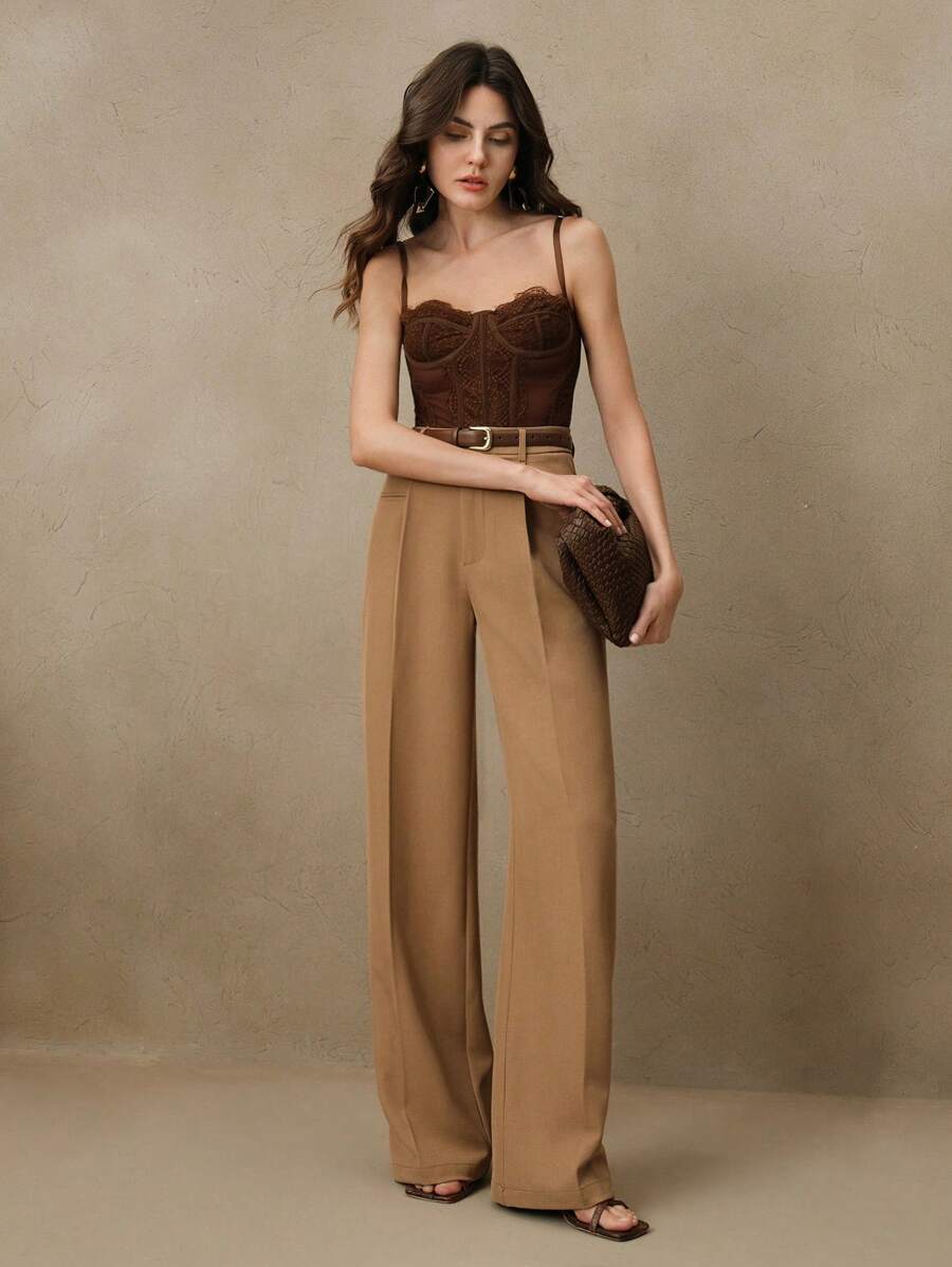 Svarta Raka Byxor med Lös Passform