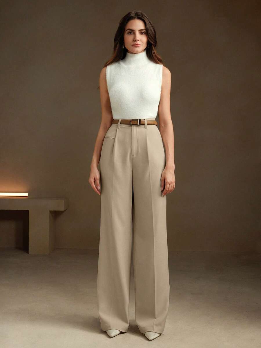 Svarta Raka Byxor med Lös Passform