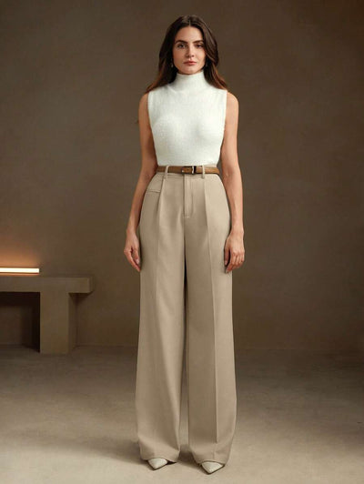 Svarta Raka Byxor med Lös Passform