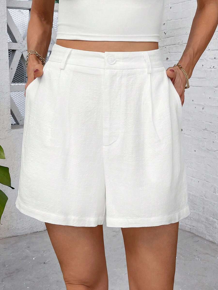 Linneshorts med Bambu­detaljer