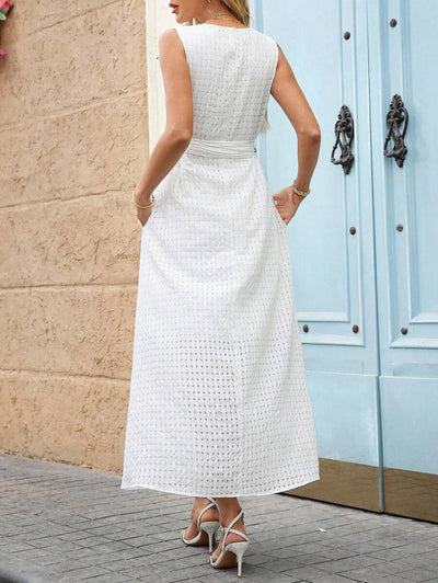 Kakifärgad Randig Midiklänning