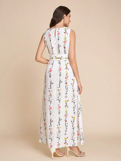 Kakifärgad Randig Midiklänning