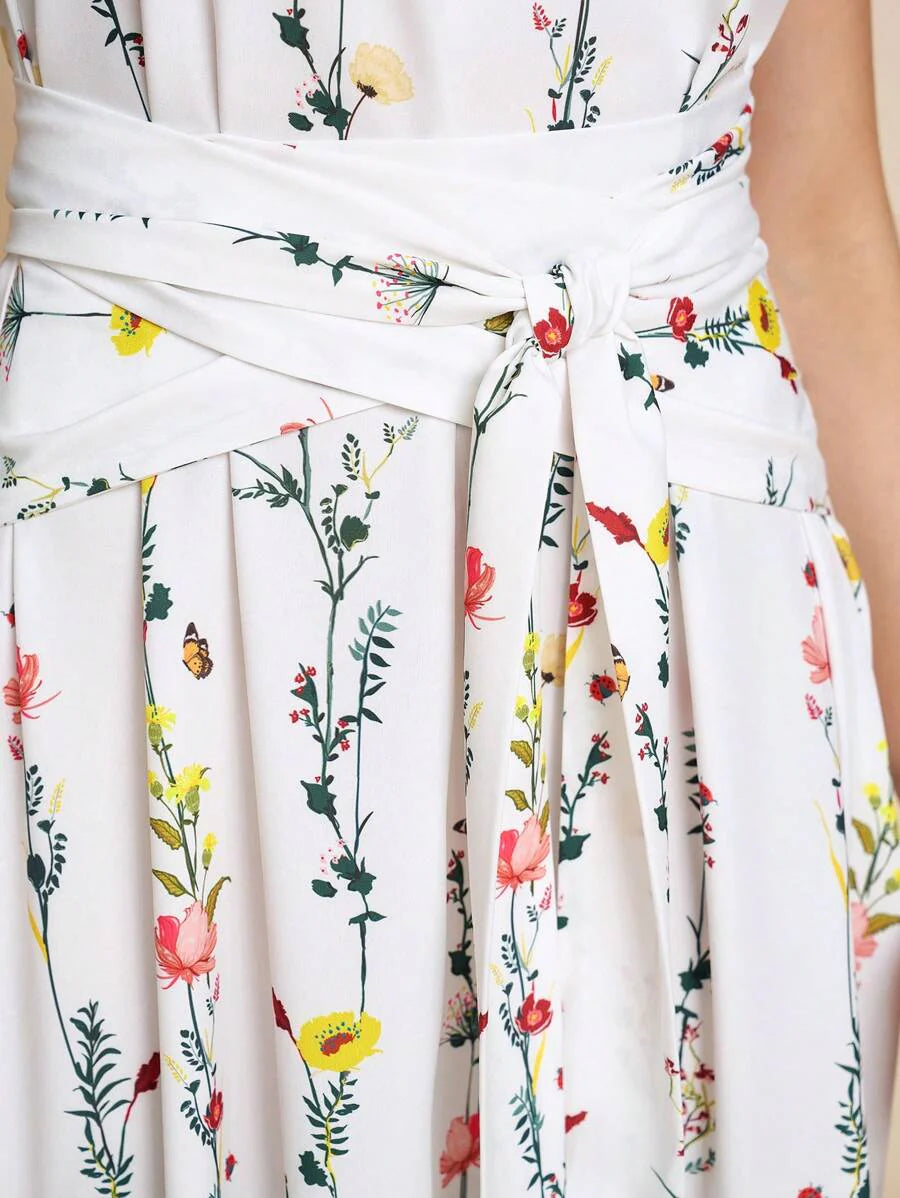 Kakifärgad Randig Midiklänning