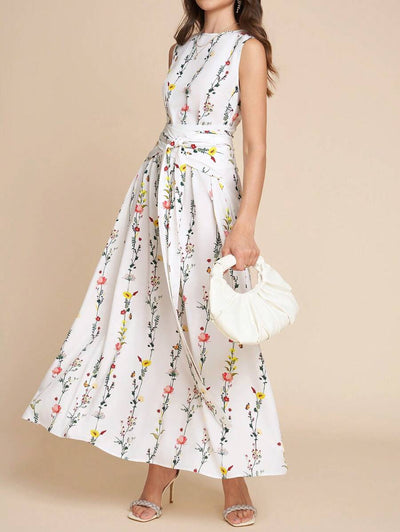 Kakifärgad Randig Midiklänning