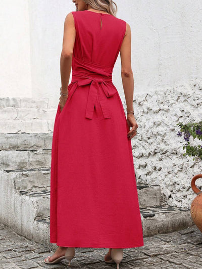 Kakifärgad Randig Midiklänning