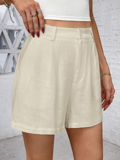 Linneshorts med Bambu­detaljer