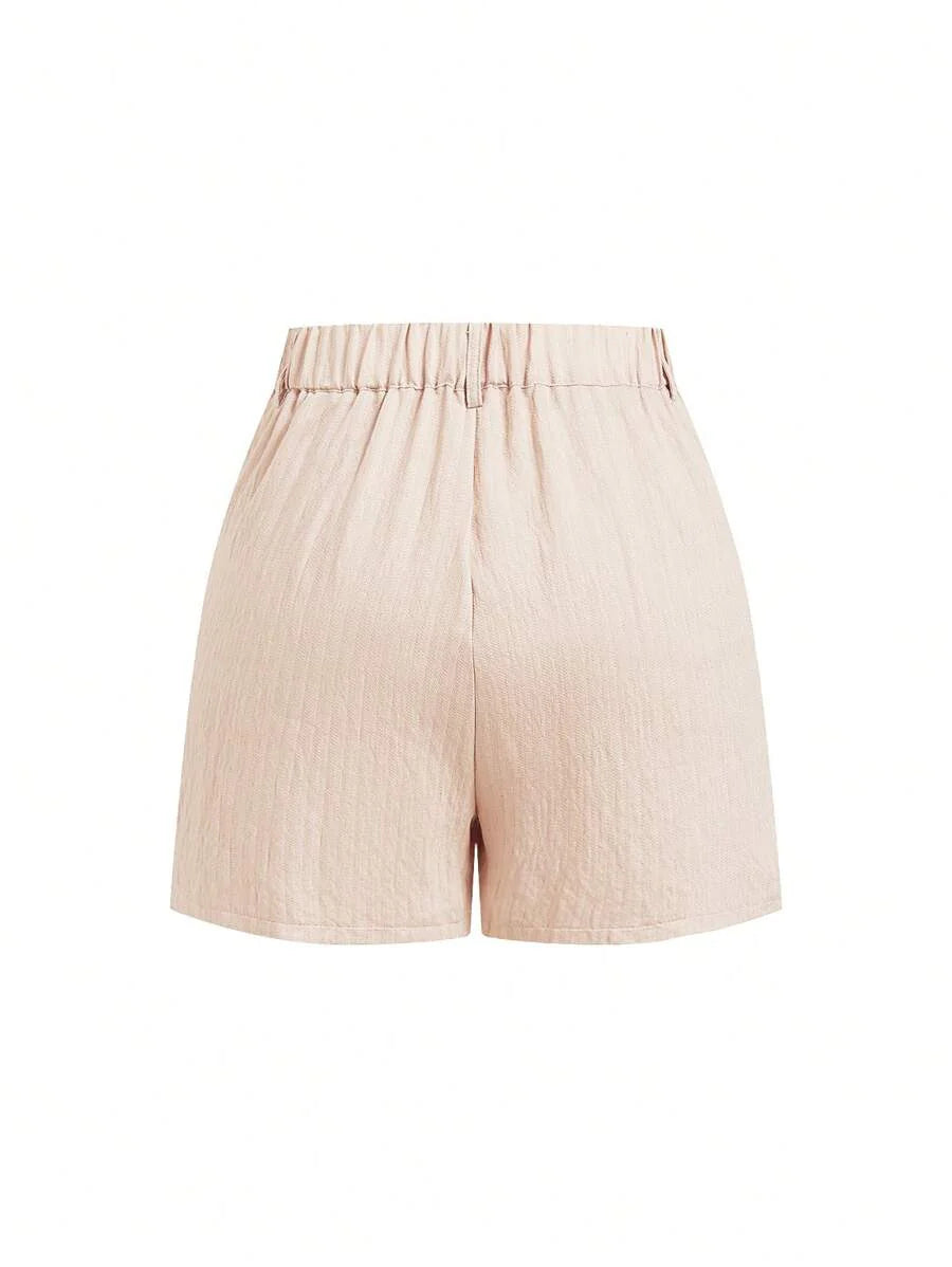 Linneshorts med Bambu­detaljer