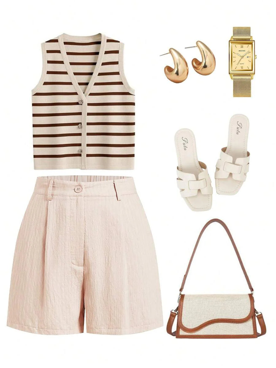 Linneshorts med Bambu­detaljer