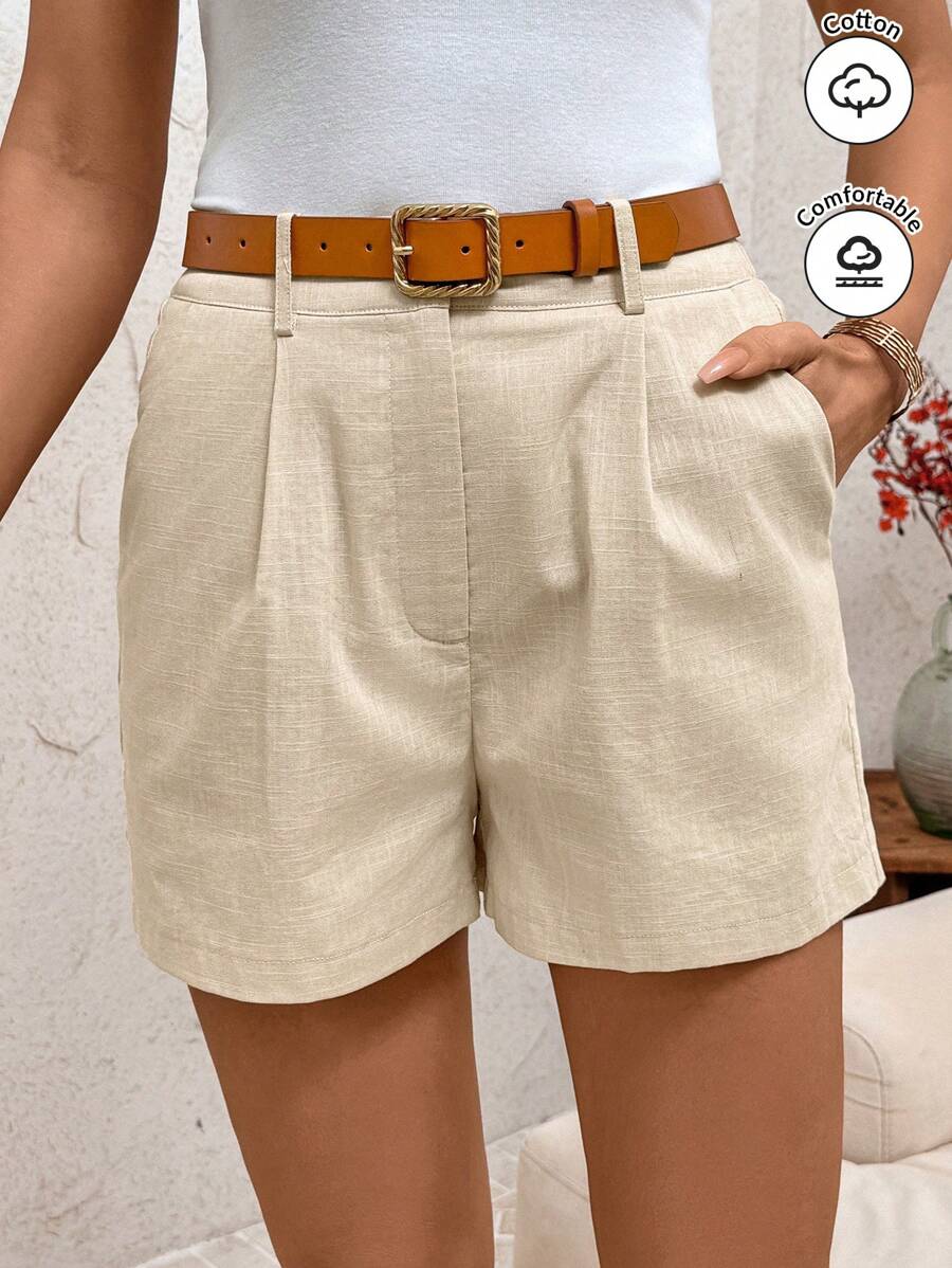 Linneshorts med Bambu­detaljer
