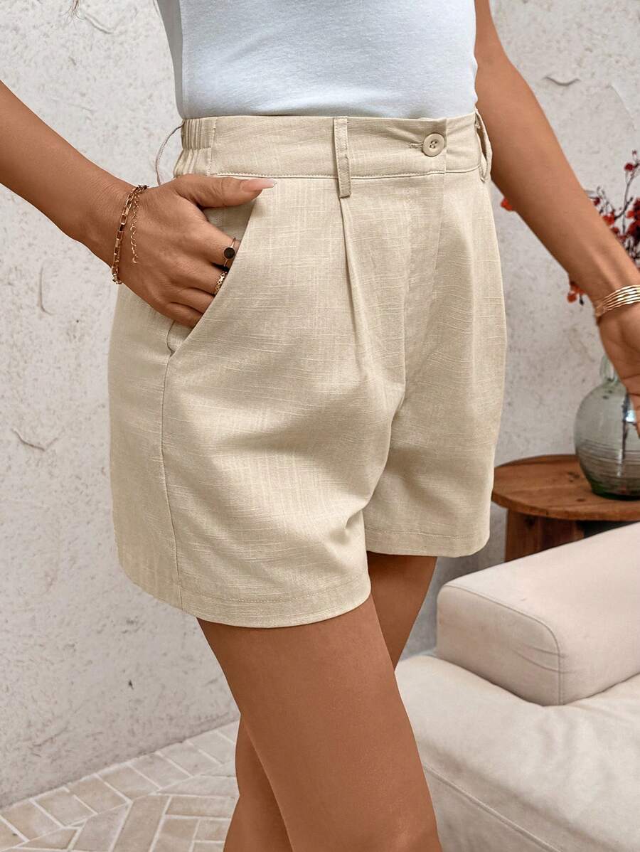 Linneshorts med Bambu­detaljer