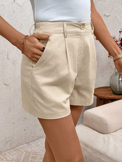 Linneshorts med Bambu­detaljer