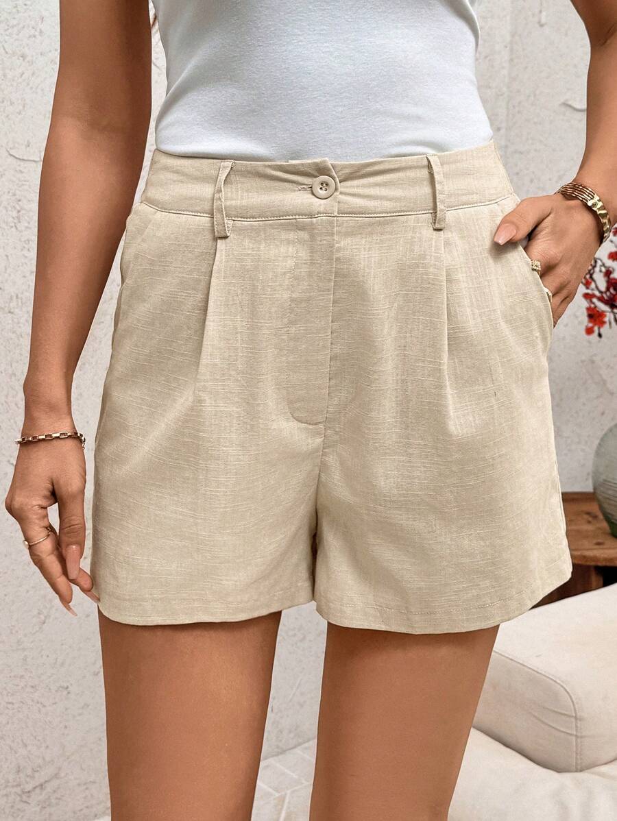 Linneshorts med Bambu­detaljer