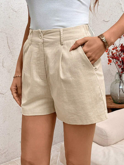 Linneshorts med Bambu­detaljer