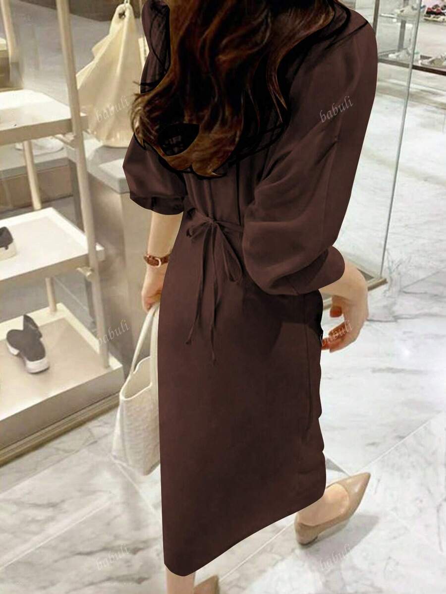 Fransk Skjortklänning med Midjeband