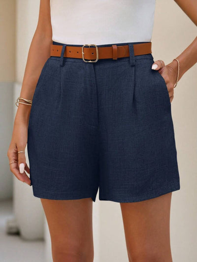 Linneshorts med Bambu­detaljer
