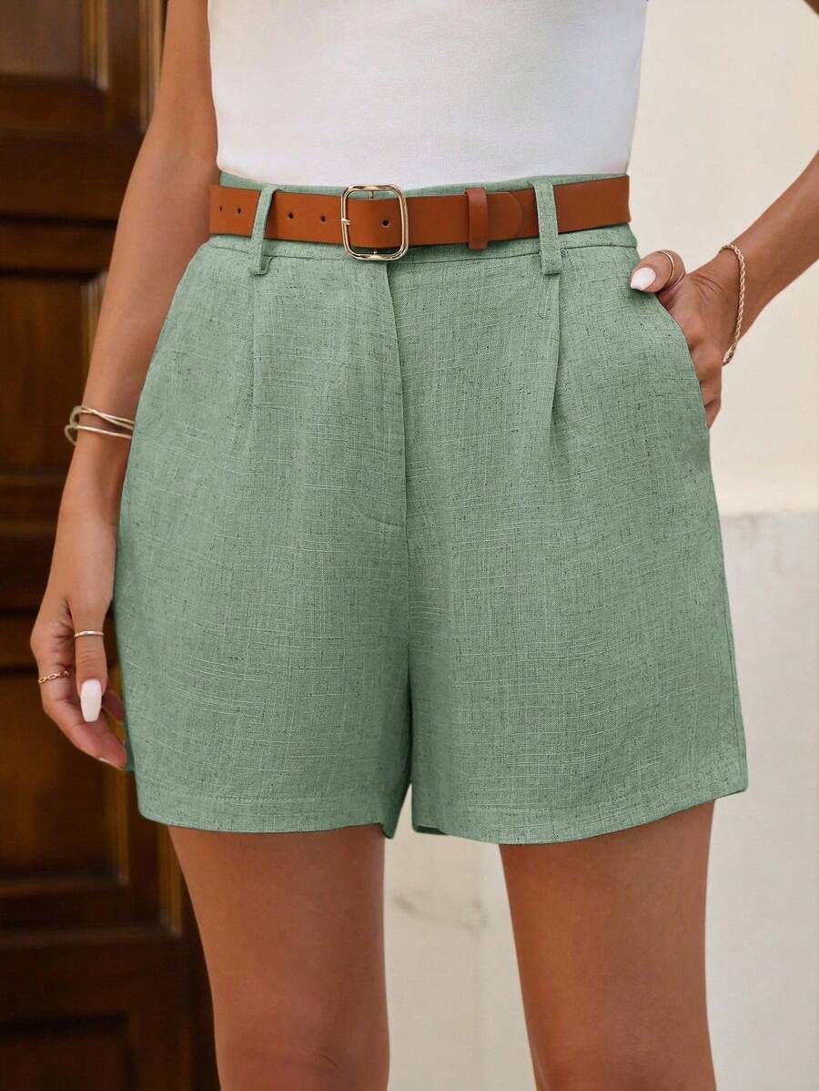 Linneshorts med Bambu­detaljer