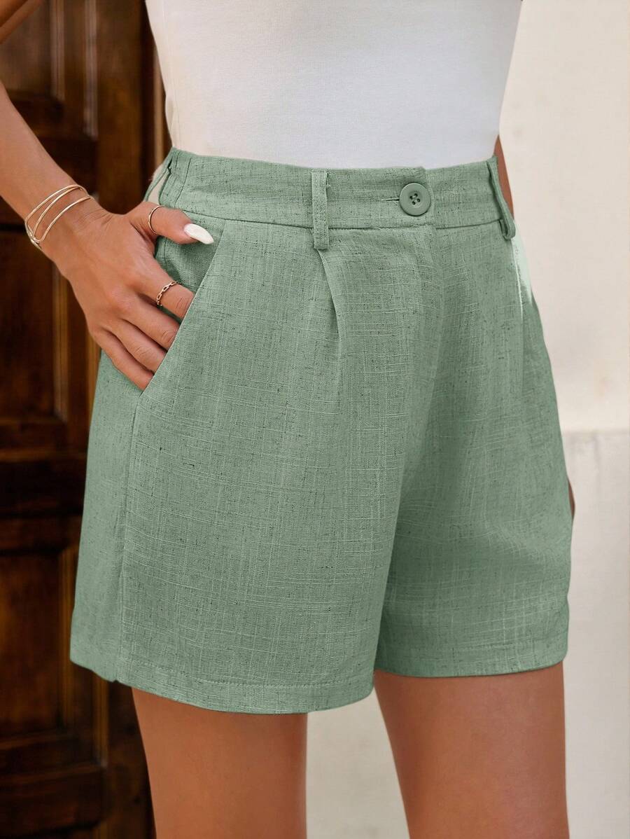 Linneshorts med Bambu­detaljer