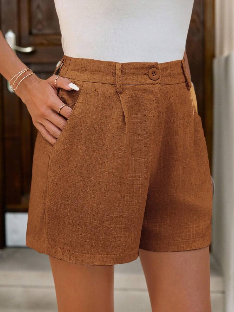 Linneshorts med Bambu­detaljer