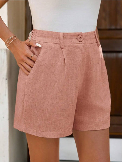 Linneshorts med Bambu­detaljer